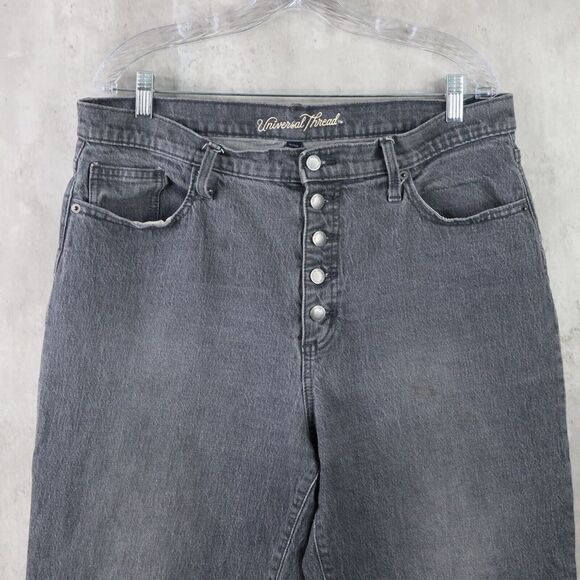Universal Thread Jeans Womens Size 14 Black Vintage Straight Button Fly Ankle - Picture 2 of 7